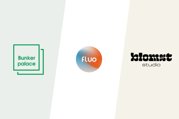 Les logos des trois nouvelles agences membres : Bunker Palace, Studio Blomst et Fluo