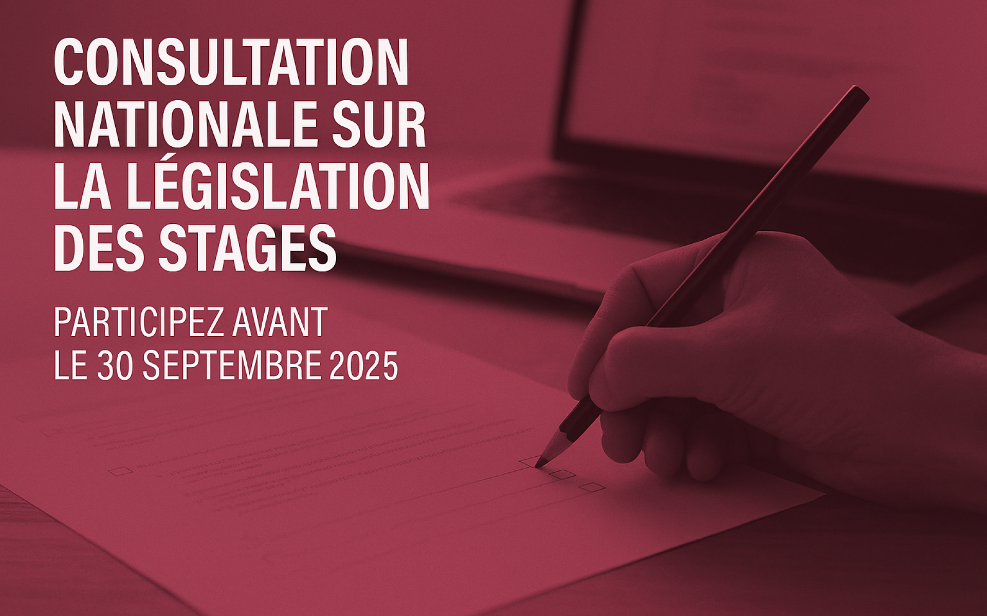 <h1>Consultation sur la législation des stages: contribuez au débat</h1>